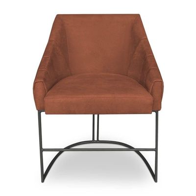 Kit 8 Poltronas Luxo Alana Veludo Base Ferro Preto - Pallazio Cor Terracota