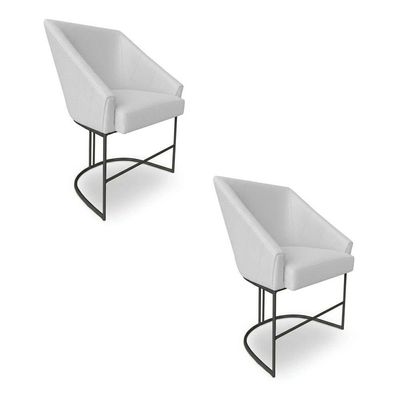 Kit 2 Poltronas Luxo Alana Bouclê Base Ferro Preto - Pallazio Cor Cinza