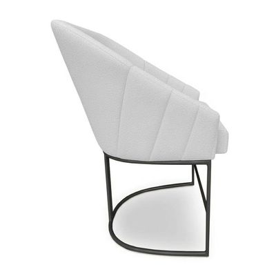 Kit 2 Poltronas Luxo Alana Bouclê Base Ferro Preto - Pallazio Cor Cinza