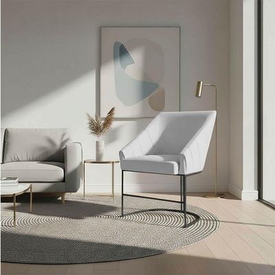 Kit 2 Poltronas Luxo Alana Bouclê Base Ferro Preto - Pallazio Cor Cinza
