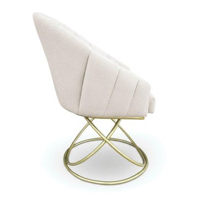 Kit 4 Poltronas Luxo Alana Bouclê Base Luxo Dourado - Pallazio Cor Bege