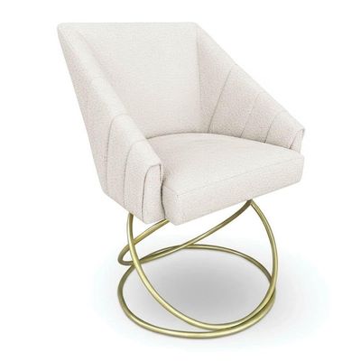 Kit 4 Poltronas Luxo Alana Bouclê Base Luxo Dourado - Pallazio Cor Bege