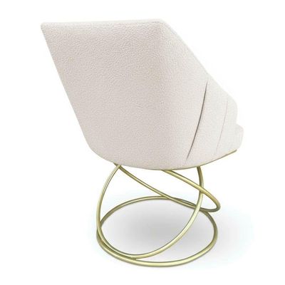 Kit 4 Poltronas Luxo Alana Bouclê Base Luxo Dourado - Pallazio Cor Bege