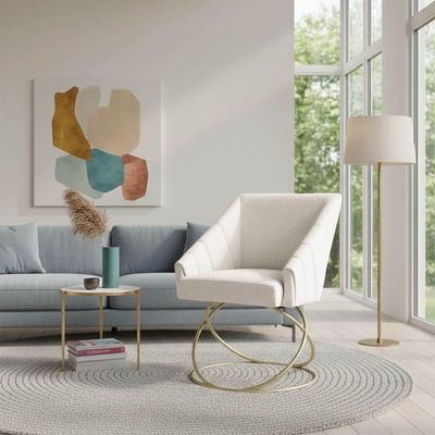 Kit 4 Poltronas Luxo Alana Bouclê Base Luxo Dourado - Pallazio Cor Bege