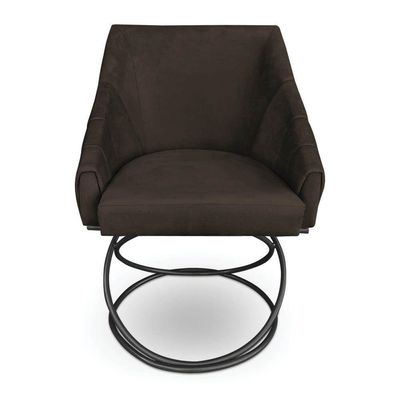 Kit 8 Poltronas Luxo Alana Suede Base Luxo Preto - Pallazio Cor Marrom