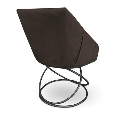 Kit 8 Poltronas Luxo Alana Suede Base Luxo Preto - Pallazio Cor Marrom