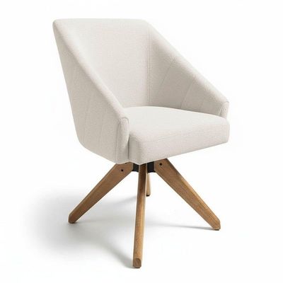 Kit 4 Poltronas Giratórias Alana Bouclê Base De Madeira - Pallazio Cor Bege