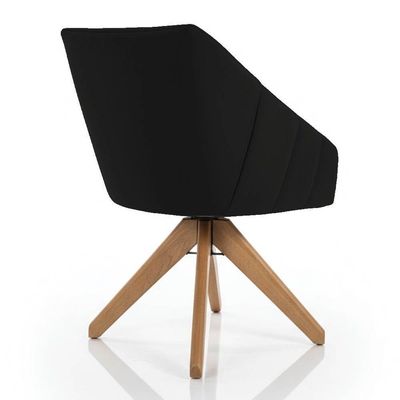 Poltrona Giratória Alana Suede Base De Madeira - Pallazio Cor Preto