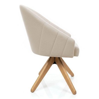 Kit 2 Poltronas Giratórias Alana Linho Base De Madeira - Pallazio Cor Bege