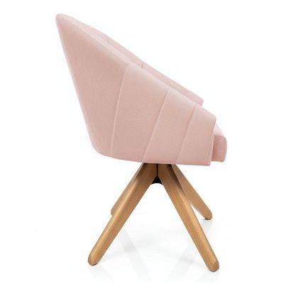 Kit 4 Poltronas Giratórias Alana Suede Rosa Bebê Base De Madeira - Pallazio