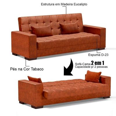 Sofá Cama Para Sala De Estar Lisboa Couríssimo Nozes - Ibiza