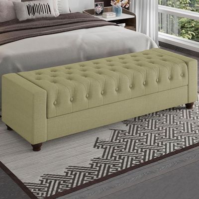 Recamier Calçadeira Bau 140 Cm Pes Mdf Parri Linho Sl 75 Peer Sl 75