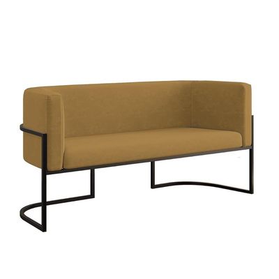 Sofá Namoradeira 2 Lugares Moderna Base Metal Black Balaqui Capuccino