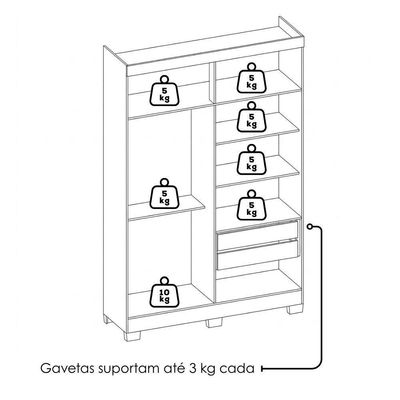 Guarda Roupa Solteiro 2030240 4 Portas 154 Cm Cinamomo Off White Armoveis