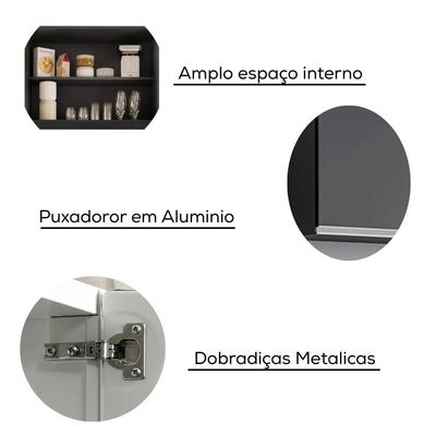 Armario Aereo 2 Portas 80 Cm Bp Isis Preto