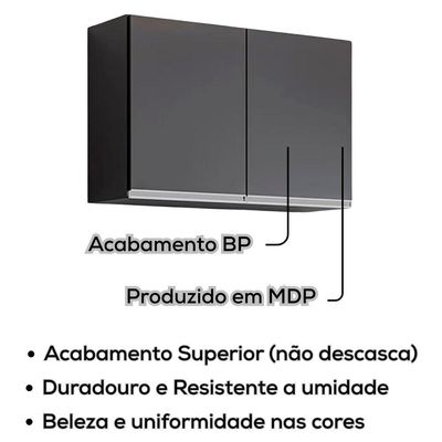 Armario Aereo 2 Portas 80 Cm Bp Isis Preto