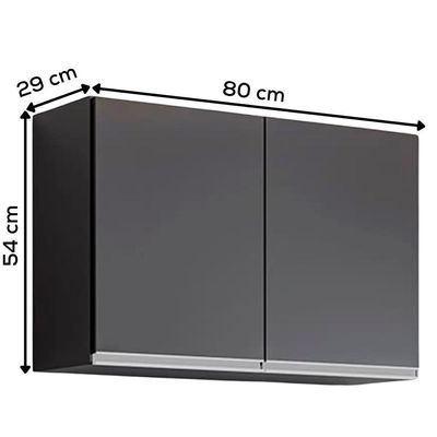 Armario Aereo 2 Portas 80 Cm Bp Isis Preto