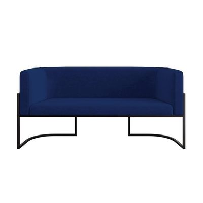 Sofá 2 Lugares Para Recepção Com Base Reforçada Balaqui Azul Marinho
