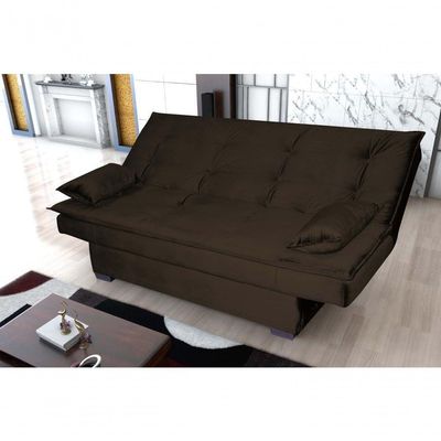 Sofá Cama Casal Reclinável Esmeralda - Veludo Marrom Escuro