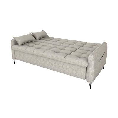 Sofá Cama Reclinável Com Almofadas 3 Lugares 200cm Pillar Linho Mileniun Palha Matrix Linho Mileniun Palha