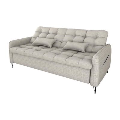 Sofá Cama Reclinável Com Almofadas 3 Lugares 200cm Pillar Linho Mileniun Palha Matrix Linho Mileniun Palha