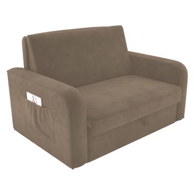 Sofá Cama Com Baú 2 Lugares John Veludo Cappuccino