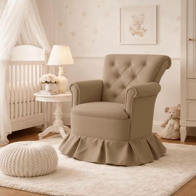 Poltrona Amamentação Aconchego Confortável Descanso Quarto Bebê Suede Cor:suede Cappuccino