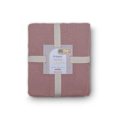 Manta Decorativa Para Sofá Tricot Golden 1,60m X 2,20m 100% Algodão Rosa Místico