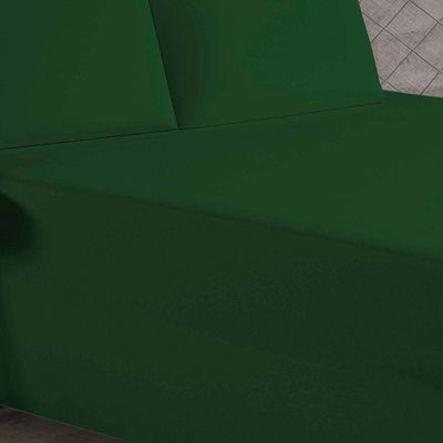 Jogo De Cama Casal Nobre 3 Peças Luva De Box 55cm De Altura Malha 100% Algodão - Verde-bandeira
