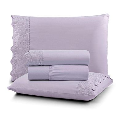 Jogo De Cama Nobless Queen 04 Peças 100% Poliéster - Bruma Lilas