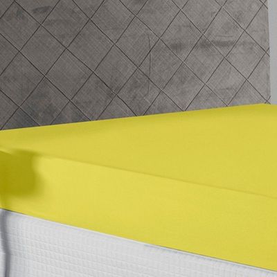 Lençol Com Elástico King Nobre 1 Peça 30cm De Altura Malha 100% Algodão - Amarelo