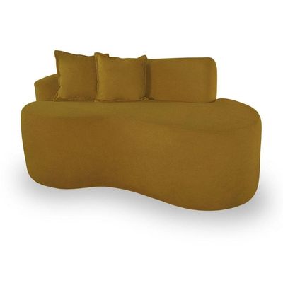 Sofá Design Robusto Elegante Curvo Bouclé Mostarda