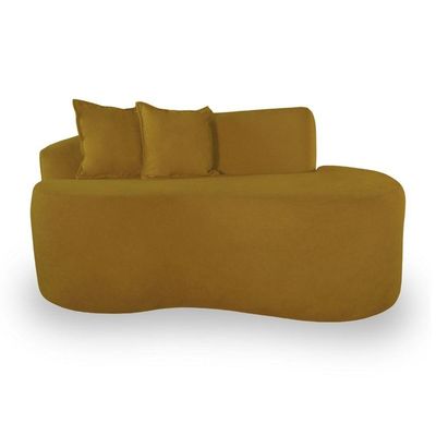 Sofá Design Robusto Elegante Curvo Bouclé Mostarda