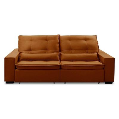 Sofa Retratil Reclinavel 2 Lugares 1,80m Atlantis Veludo Terracota Lansofbr