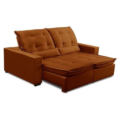 Sofa Retratil Reclinavel 2 Lugares 1,80m Atlantis Veludo Terracota Lansofbr
