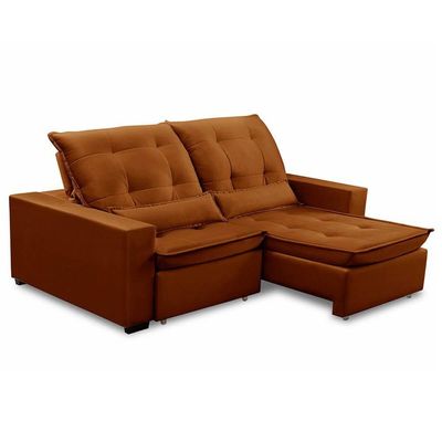 Sofa Retratil Reclinavel 2 Lugares 1,80m Atlantis Veludo Terracota Lansofbr