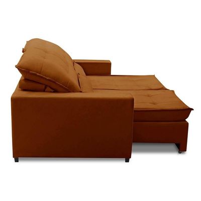 Sofa Retratil Reclinavel 2 Lugares 1,80m Atlantis Veludo Terracota Lansofbr