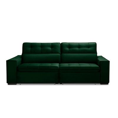 Sofa Retratil Reclinavel 2 Lugares 2,30 Vitória Veludo Verde Lansofbr