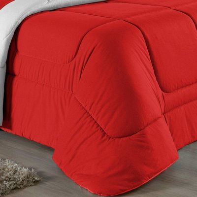 Edredom Queen Nobre 1 Peça Dupla Face 2,20m X 2,40m Malha 100% Algodão - Vermelho / Branco