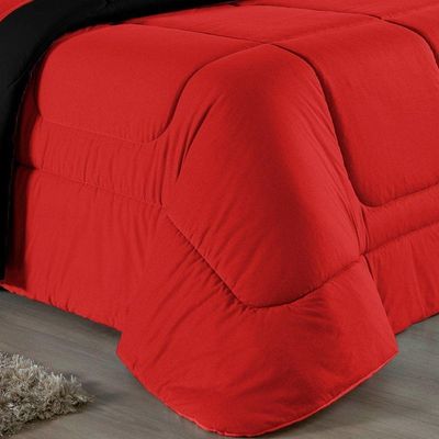 Edredom Queen Nobre 1 Peça Dupla Face 2,20m X 2,40m Malha 100% Algodão - Vermelho / Preto