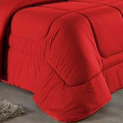 Edredom Queen Nobre 1 Peça Dupla Face 2,20m X 2,40m Malha 100% Algodão - Vermelho