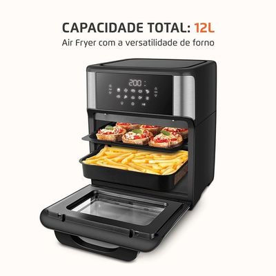 Fritadeira Air Fryer Forno Oven 12L Mondial Inox Preto 2000W AFON-12L-BIN 220V