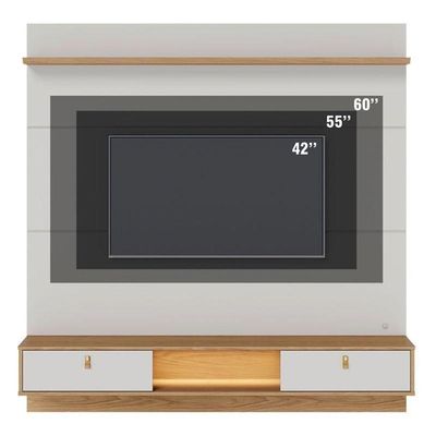 Painel Para Tv Home Suspenso Bali 1.6 Com Aparador Para Sala Sena Off White Matte Freijó – Colibri
