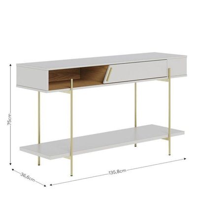 Painel Para Tv Home Suspenso Bali 1.6 Com Aparador Para Sala Sena Off White Matte Freijó – Colibri