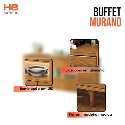 Cristaleira Lumina Off White Cinamomo Com Buffet Murano Cinamomo - Hb Móveis