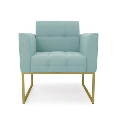 Poltrona Sala Decorativa Elisa Base Industrial Dourada Cotelê Ext-veludo D03 - D'rossi Menta