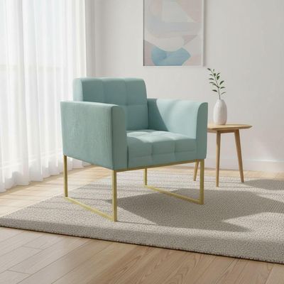Poltrona Sala Decorativa Elisa Base Industrial Dourada Cotelê Ext-veludo D03 - D'rossi Menta