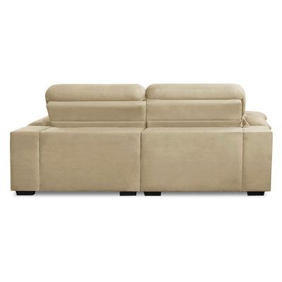 Sofa Retratil Reclinavel 2 Lugares 1,80m Crystal Veludo Bege Lansofbr