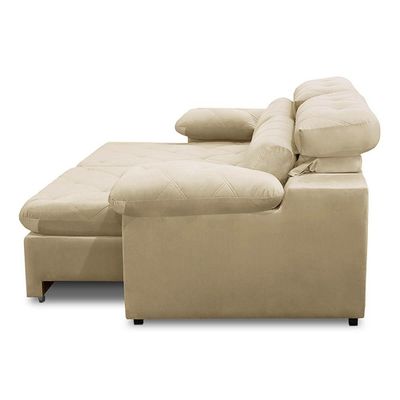 Sofa Retratil Reclinavel 2 Lugares 1,80m Crystal Veludo Bege Lansofbr