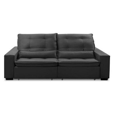 Sofa Retratil Reclinavel 2 Lugares 2,40m Atlantis Veludo Grafite Lansofbr